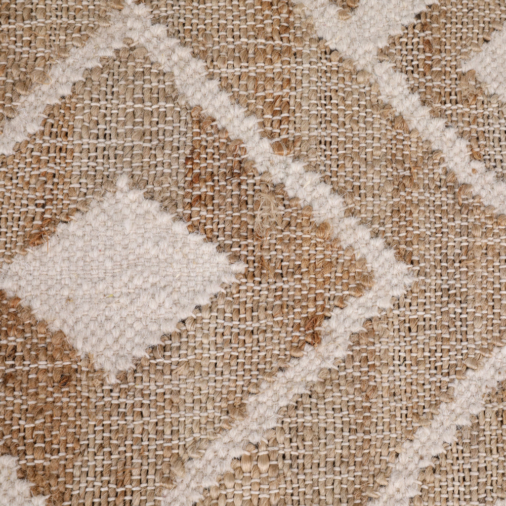 Marjorie Bench Handwoven Punja Kilim Wool and Jute with Eucalyptus Wood Legs - Natural and Ivory