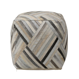 Edith Pouf Goat Hide - Grey, Brown and Natural