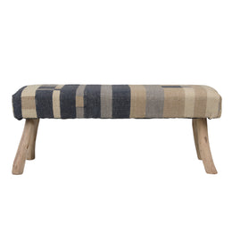 Muriel Bench Handwoven Punja Kilim Wool and Eucalyptus Wood - Multicolor