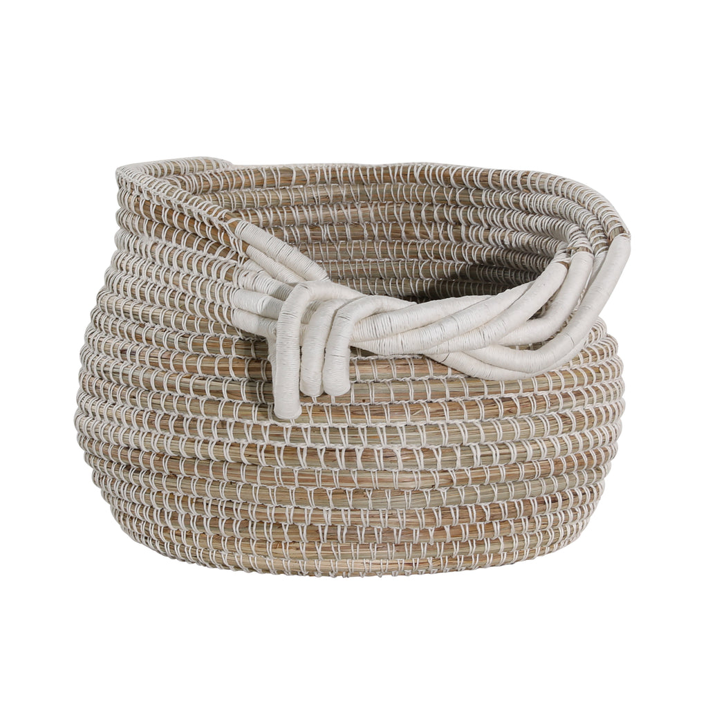 Dwight Basket Seagrass and Cotton Rope - Light Natural and White