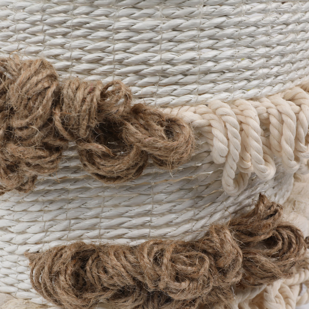 Donnie Basket Raffia, Jute and Cotton Weave - White and Natural