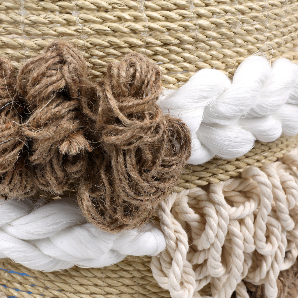 Candice Basket Raffia, Jute and Cotton Weave - Natural, Brown and White