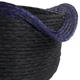 Marvis Basket Woven Seagrass - Black and Midnight Blue
