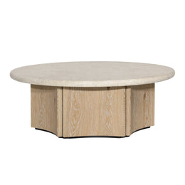 Oja Coffee Table Oak Wood, Oak Veneer and Marble - Natural Wash and Cream