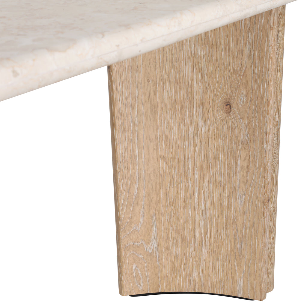 Oja Console Table Oak Wood, Oak Veneer and Marble - Natural Wash and Cream