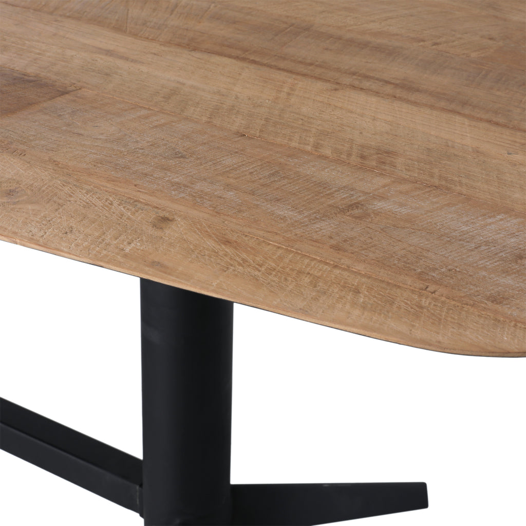 Leigh Dining Table Teak Wood and Metal - Natural and Black Base