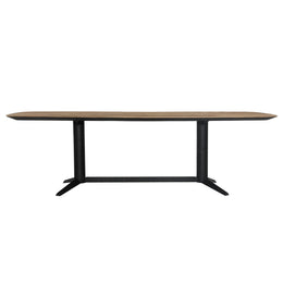 Leigh Dining Table Teak Wood and Metal - Natural and Black Base