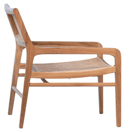 Kai Natural Finish Teak and Natural Woven Rattan Arm Occasional Chair
