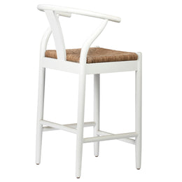 Kairo White Oak and Natural Woven Wicker Wishbone Back Dining Counter Stool