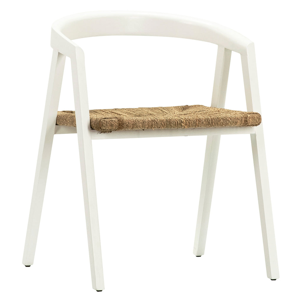 Mateo Natural White Oak Curved Back Dining Arm Chair with Woven Seagrass Seat