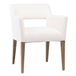 Liamr White Cotton Upholstered Performance Fabric Dining Arm Chair
