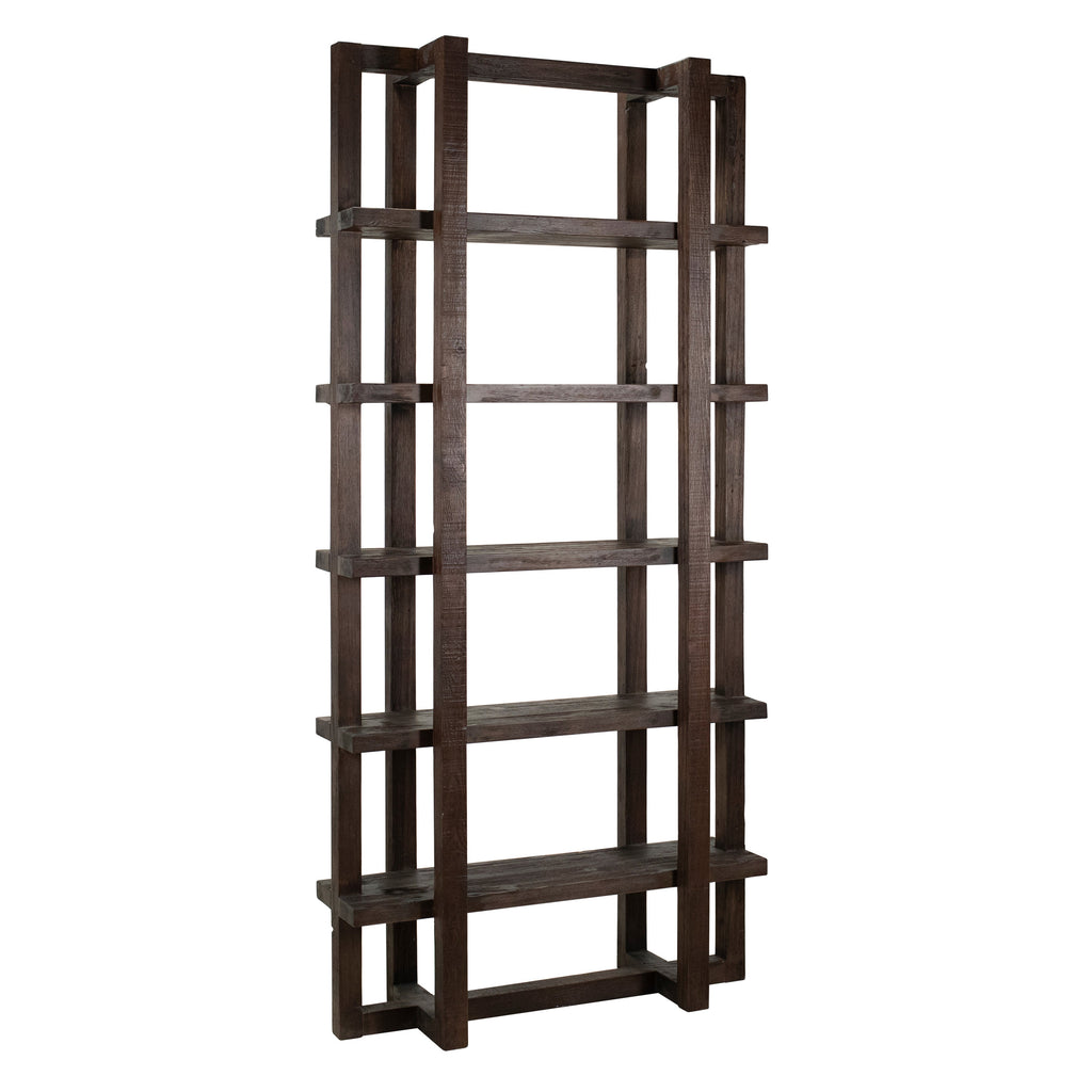 Hannah 95" Tall Modern Reclaimed Pine Bookcase in Dark Brown