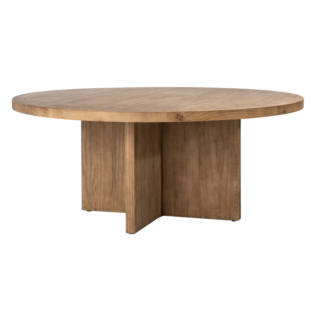 Landon 60" Round Reclaimed Pine Natural Finish Dining Table with Cross Base