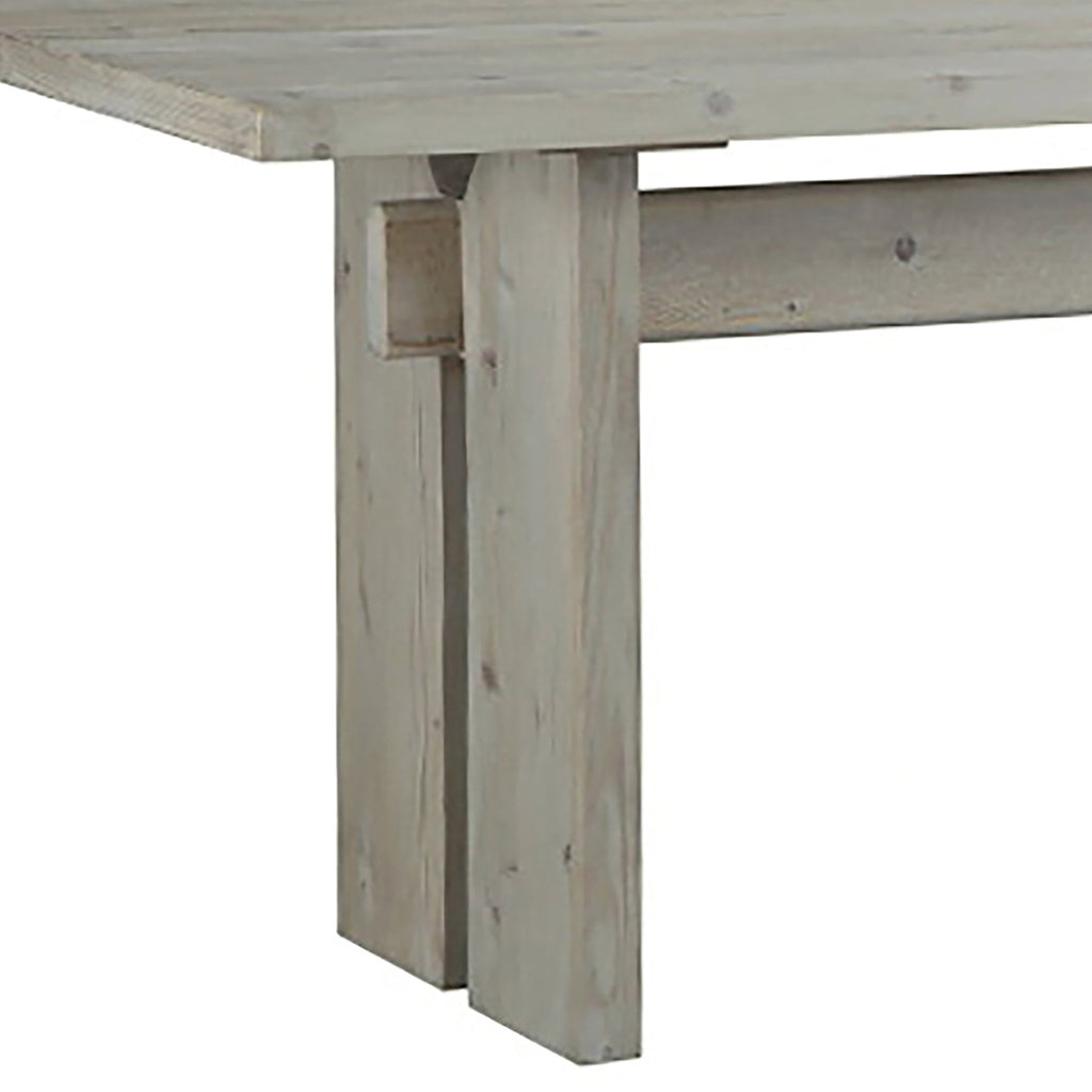 Emma 94" Rectangular White Pine Trustle Dining Table in a Light Grey Wash