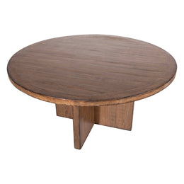 Landon 72" Round Reclaimed Pine Medium Brown Dining Table with Cross Base