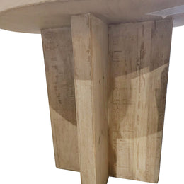 Landon 24" Round Reclaimed Pine White Wash End Table with Cross Base