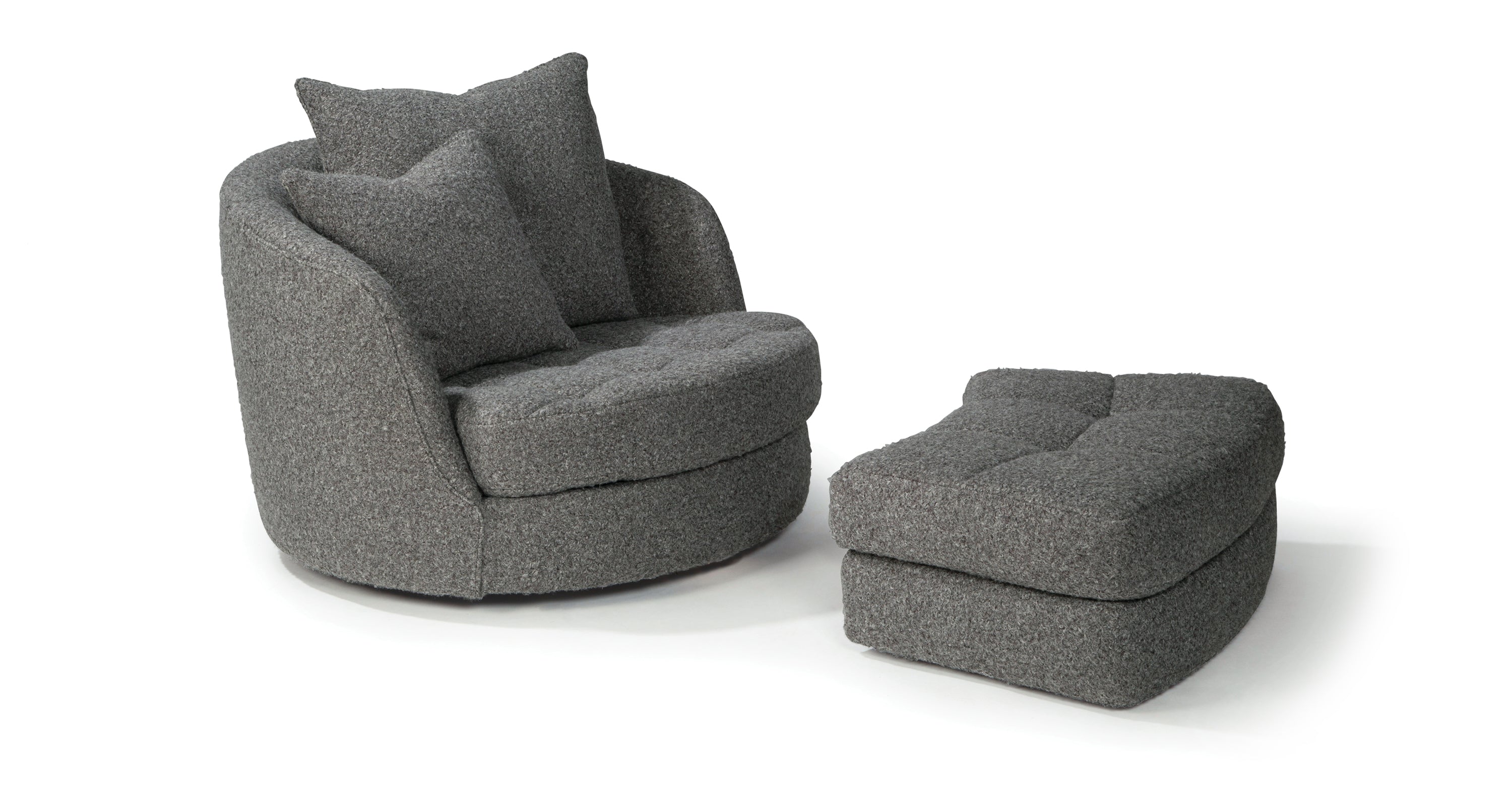 Design Classic Giant Swivel Tub Chair In Gray Fabric