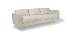 Design Classic Sofa In White Crypton Performance Fabric With Polished Stainless Steel Legs