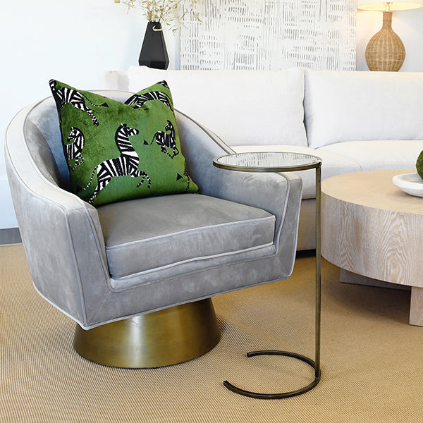 Small Round Cigar Table Bronze With Antique Mirror Top