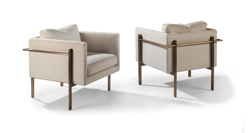 Drop In Lounge Chair In Beige Crypton Performance Fabric With Brushed Bronze Frame