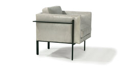 Drop In Lounge Chair In Gray Leather With Black Powder Coated Frame