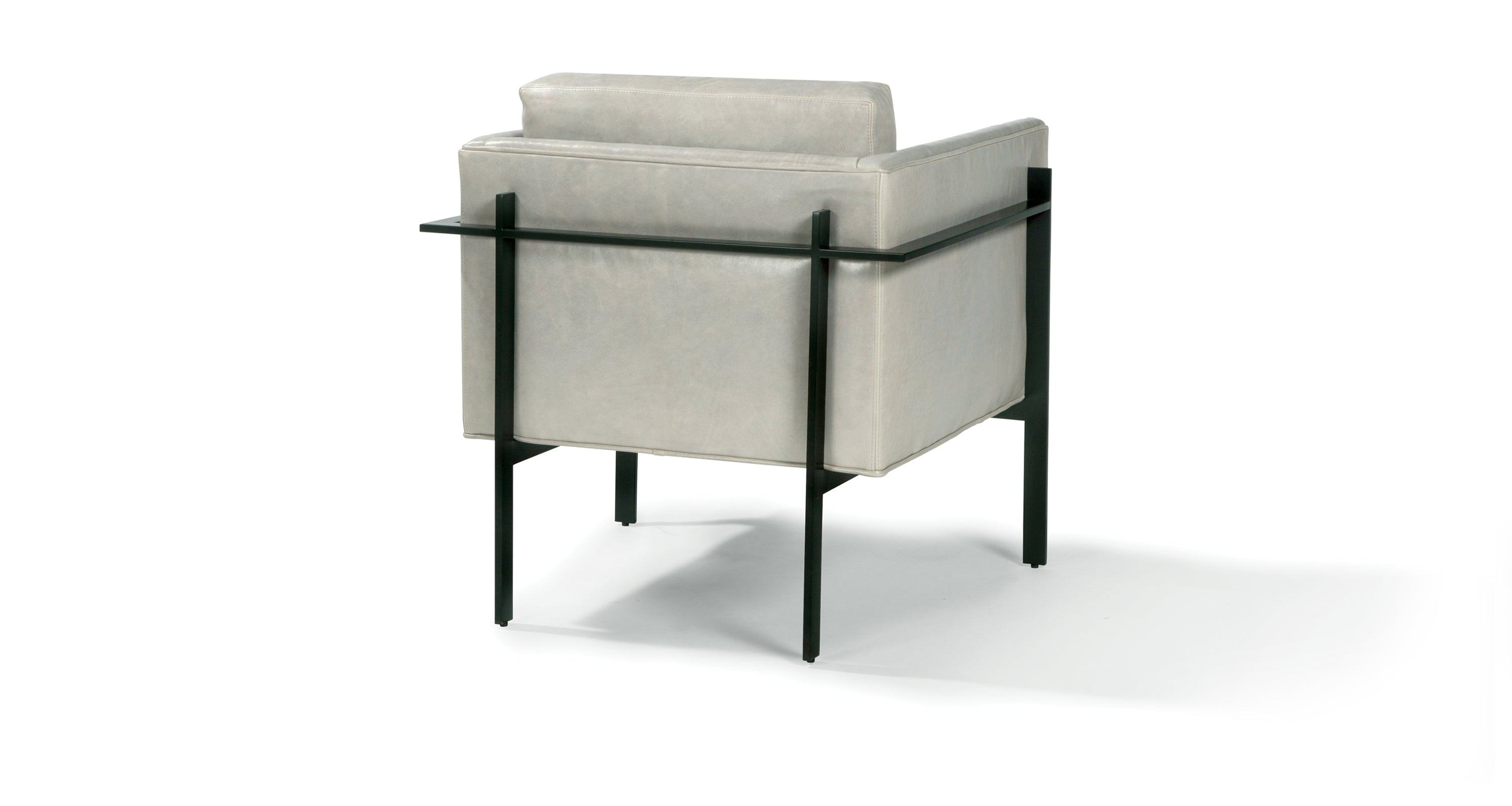 Drop In Lounge Chair In Gray Leather With Black Powder Coated Frame