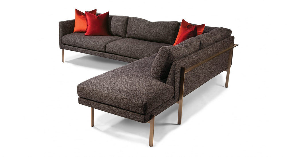 Drop In Sectional In Gray Fabric With Bronze Frame