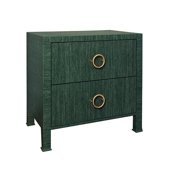 Two Drawer Side Table With Antique Brass Circle Hardware