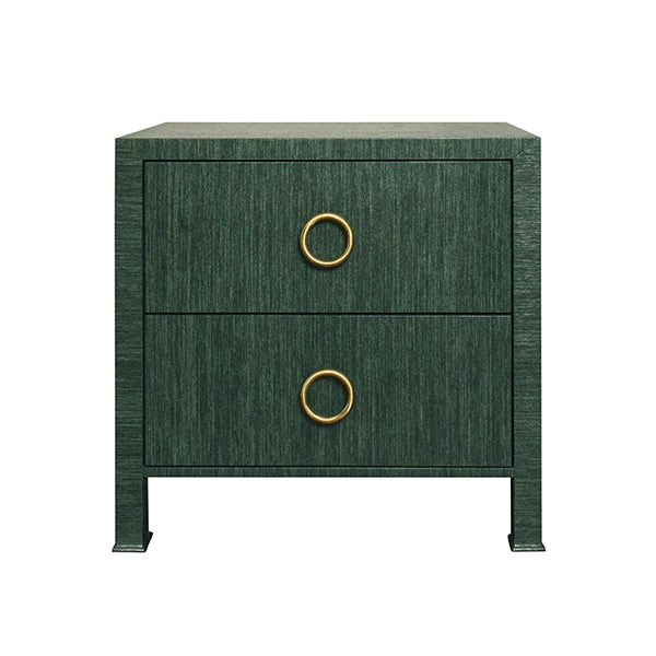 Two Drawer Side Table With Antique Brass Circle Hardware