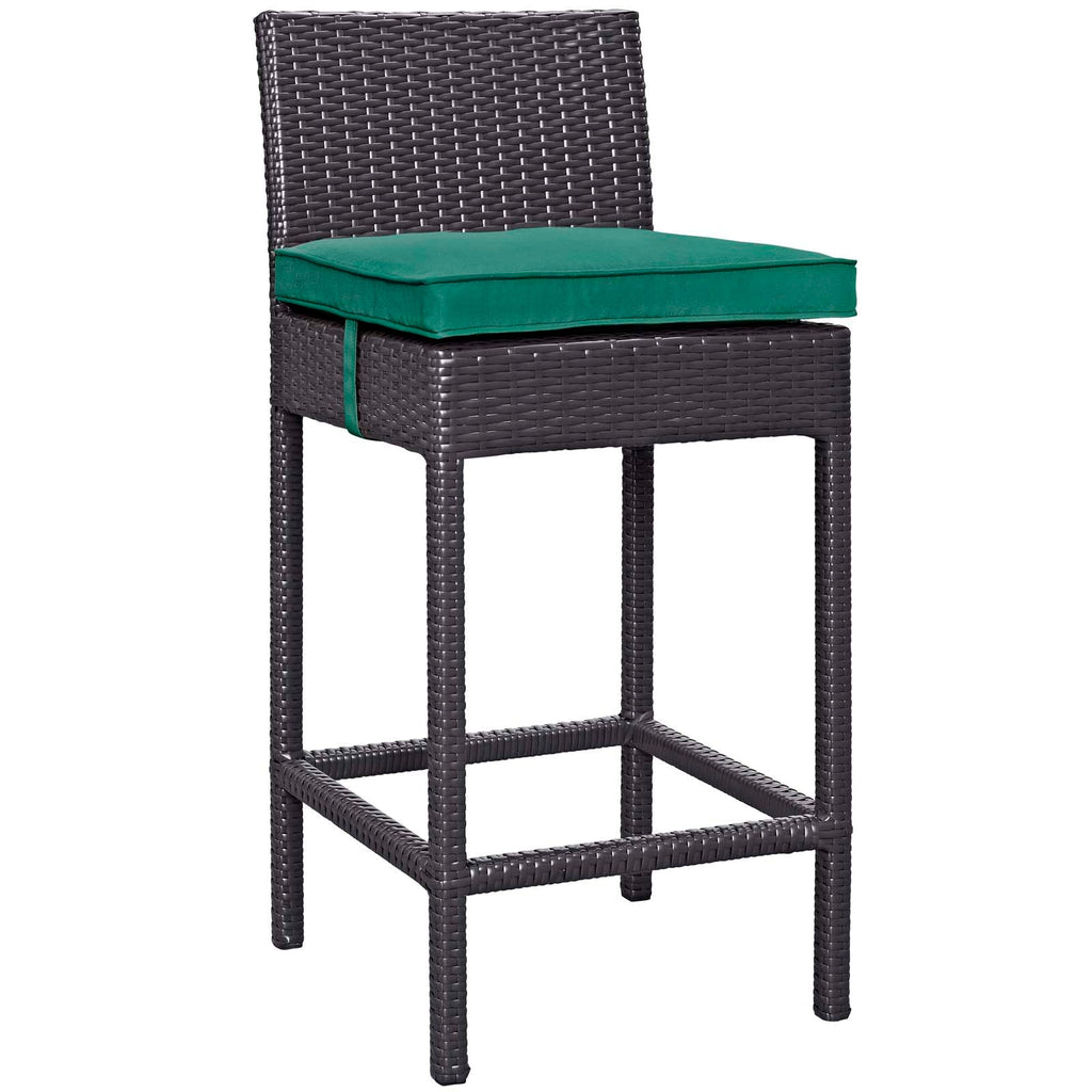 Convene Outdoor Patio Fabric Bar Stool in Espresso Green