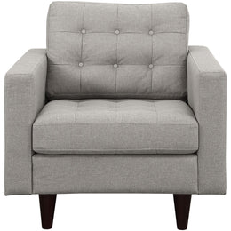 Empress Upholstered Fabric Armchair in Light Gray