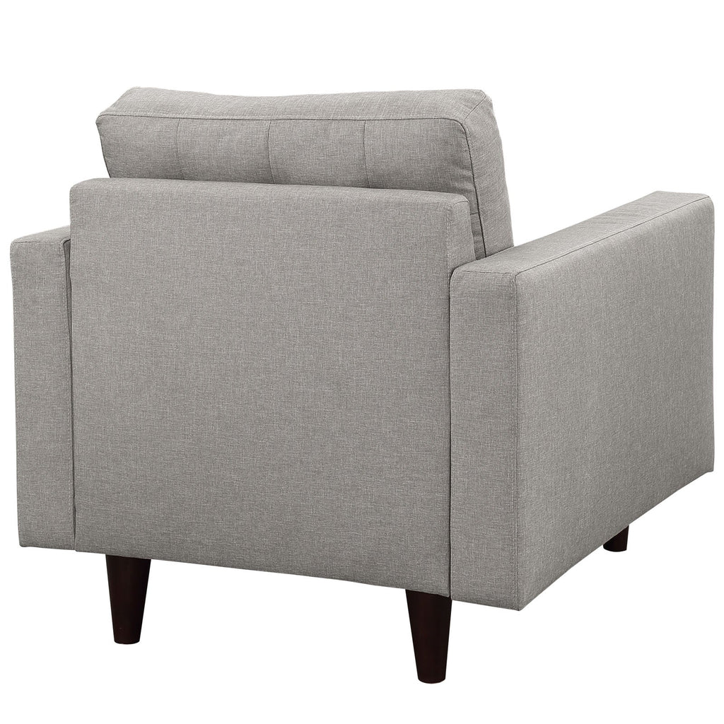 Empress Upholstered Fabric Armchair in Light Gray