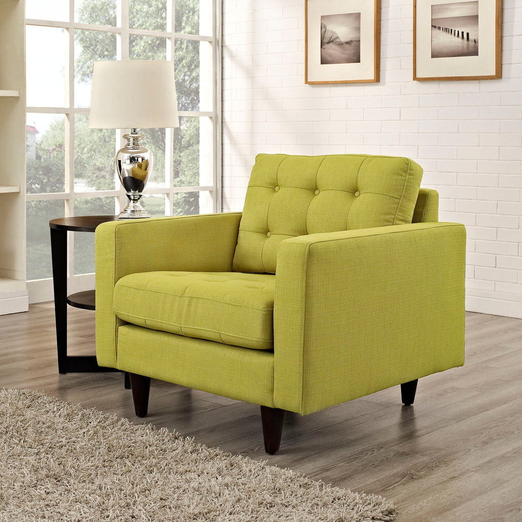Empress Upholstered Fabric Armchair in Wheatgrass