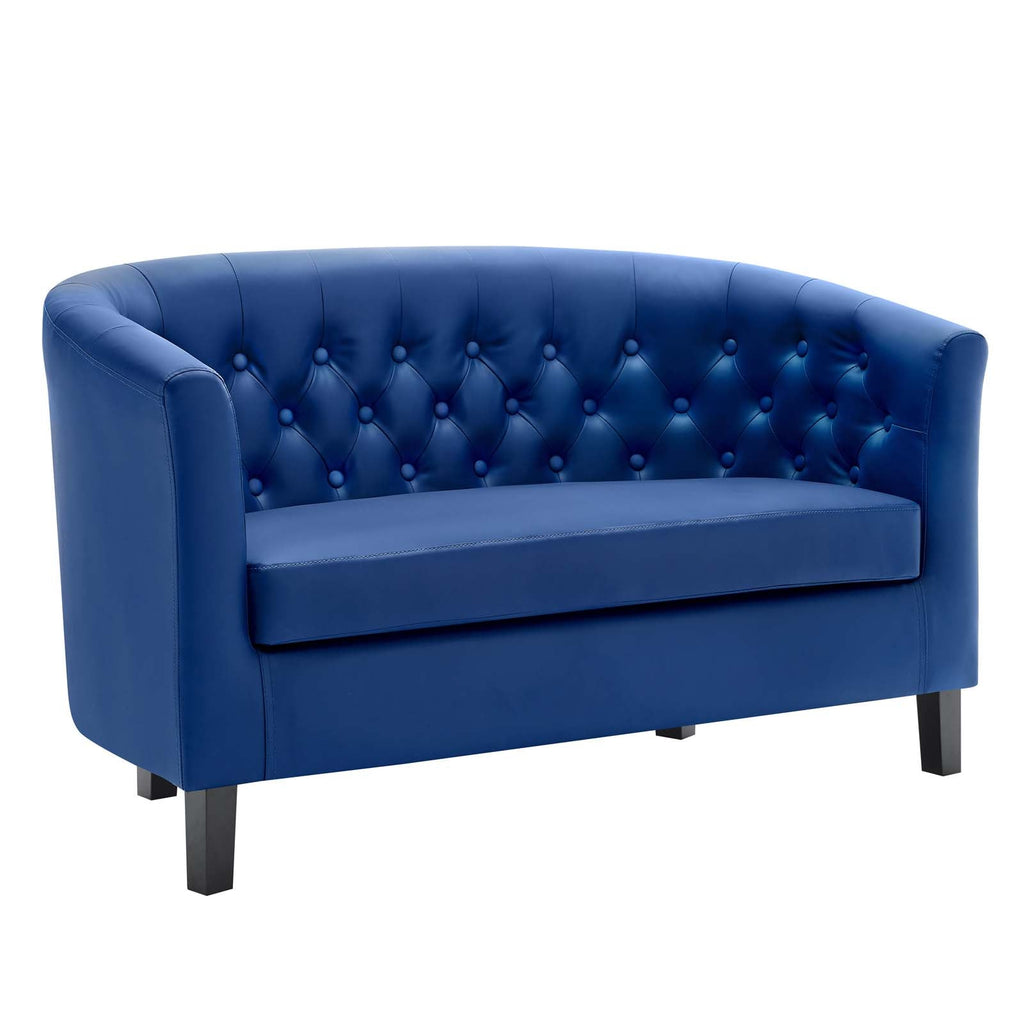 Prospect Upholstered Vinyl Loveseat in Navy