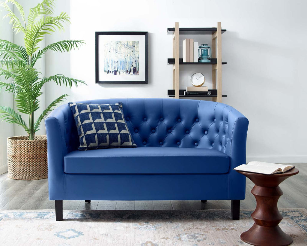 Prospect Upholstered Vinyl Loveseat in Navy