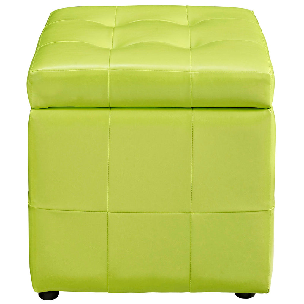 Volt Storage Upholstered Vinyl Ottoman in Light Green