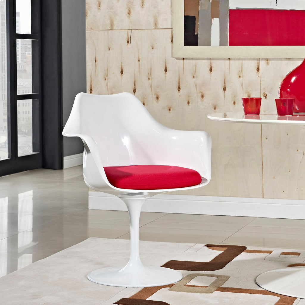 Lippa Dining Fabric Armchair in Red