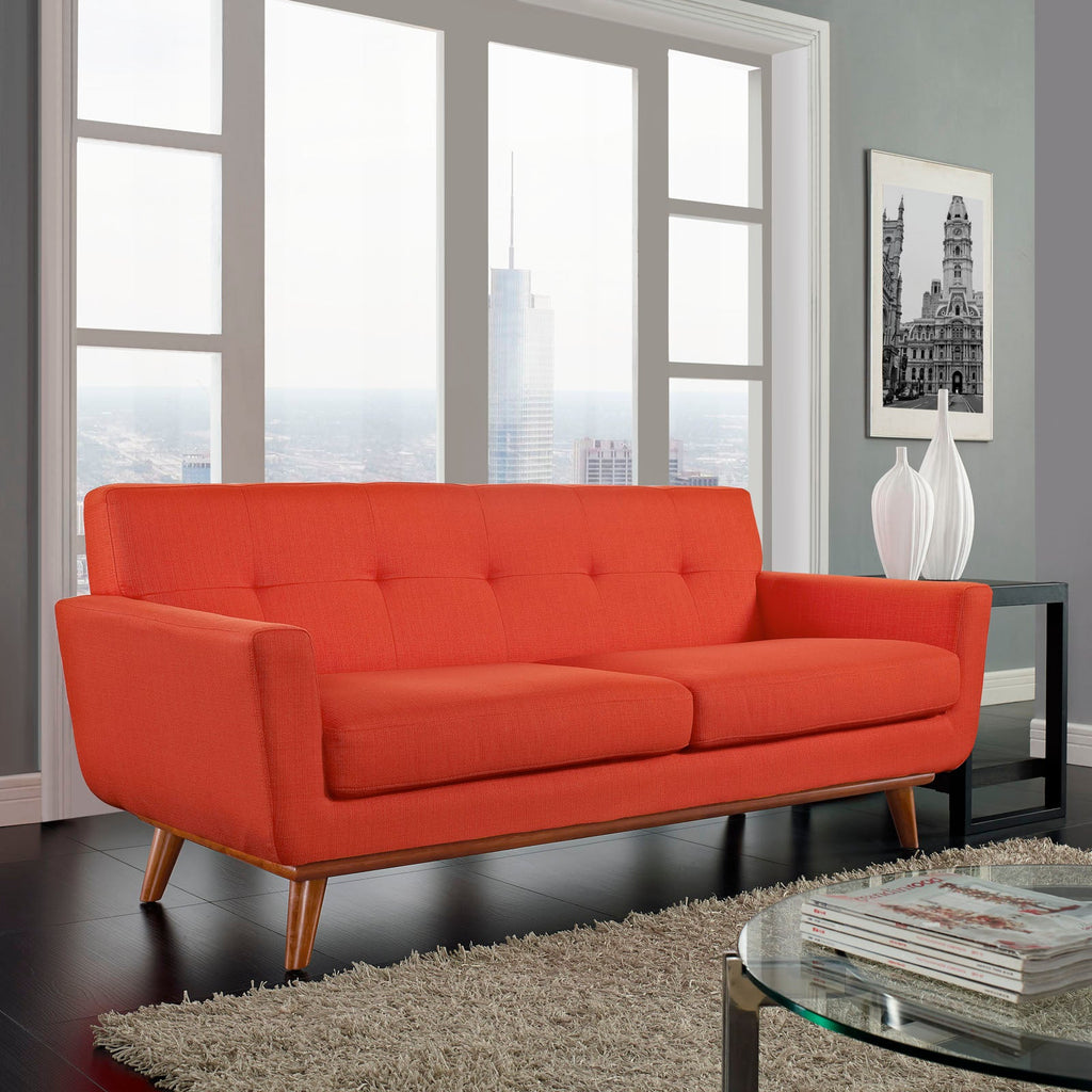 Engage Upholstered Fabric Loveseat in Atomic Red