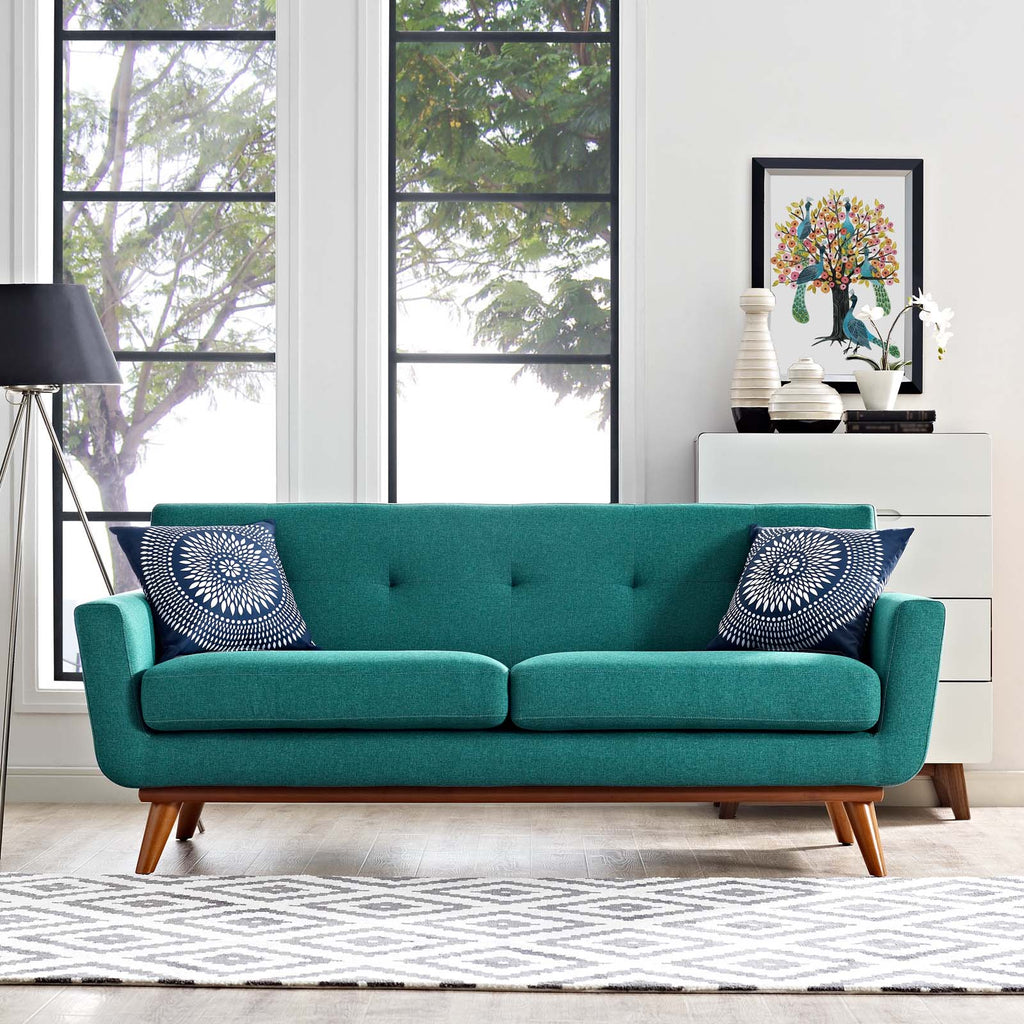 Engage Upholstered Fabric Loveseat in Teal