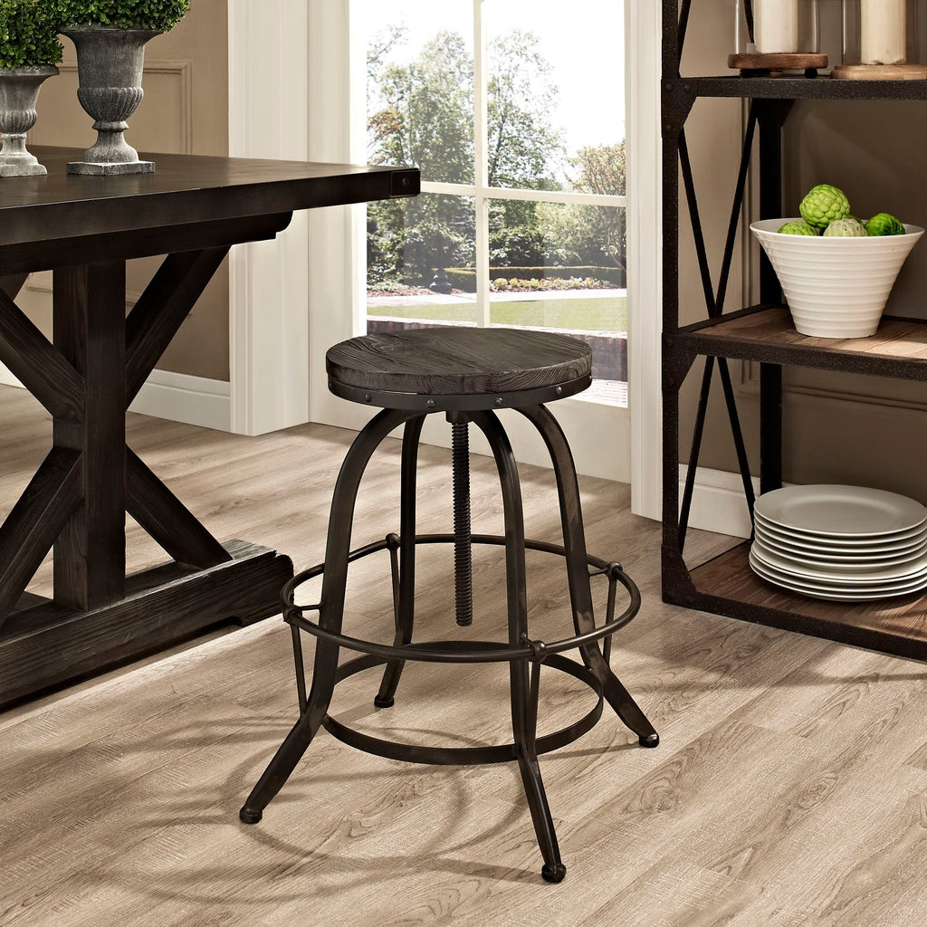 Collect Wood Top Bar Stool in Black