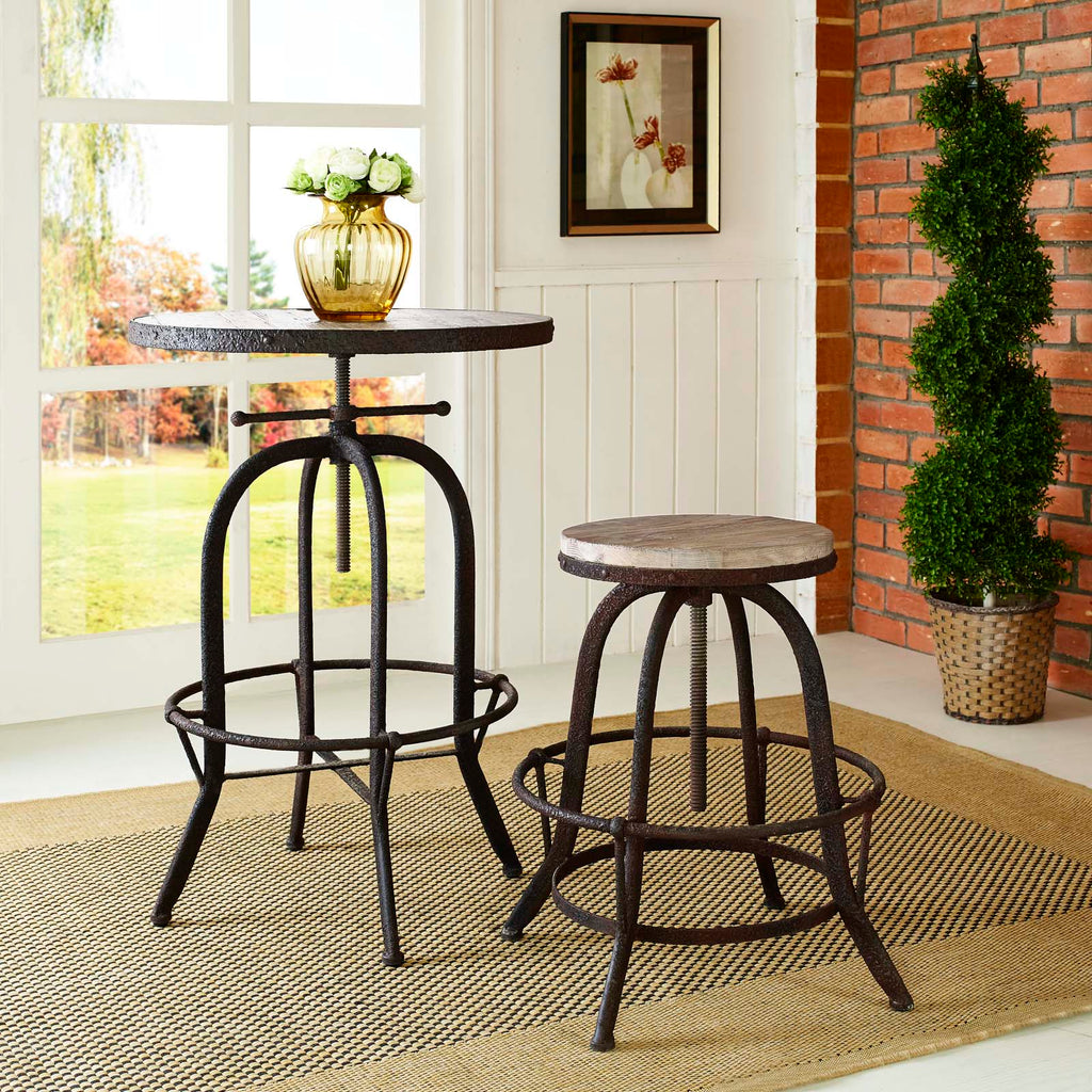 Collect Wood Top Bar Stool in Brown