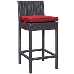 Lift Bar Stool Outdoor Patio Set of 2 in Espresso Red