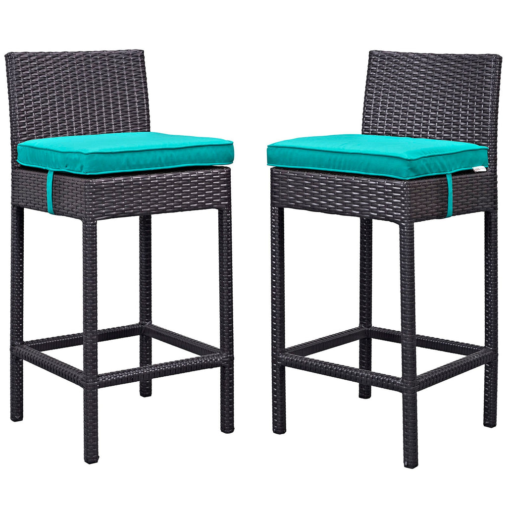 Lift Bar Stool Outdoor Patio Set of 2 in Espresso Turquoise