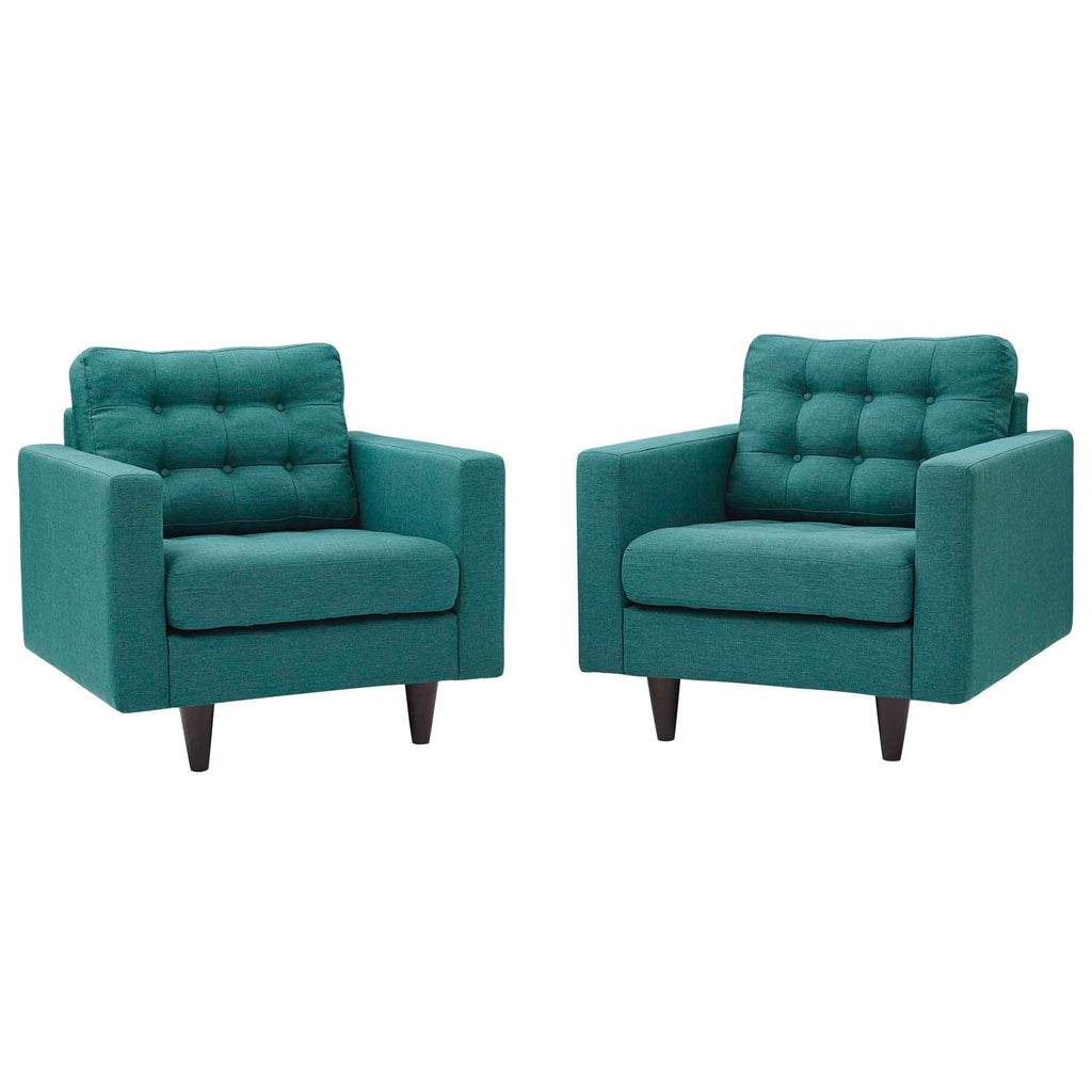 Empress Armchair Upholstered Fabric Set of 2 in Teal