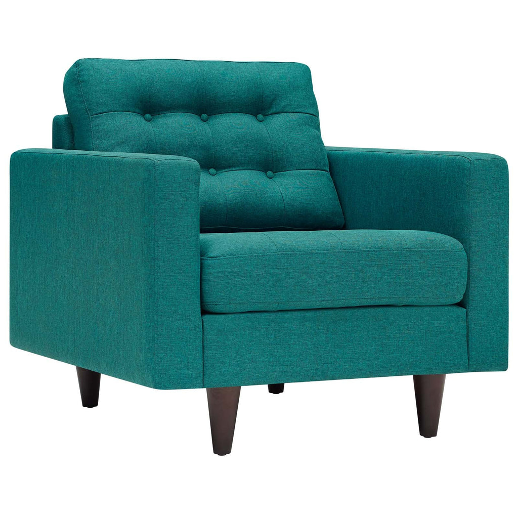 Empress Armchair Upholstered Fabric Set of 2 in Teal