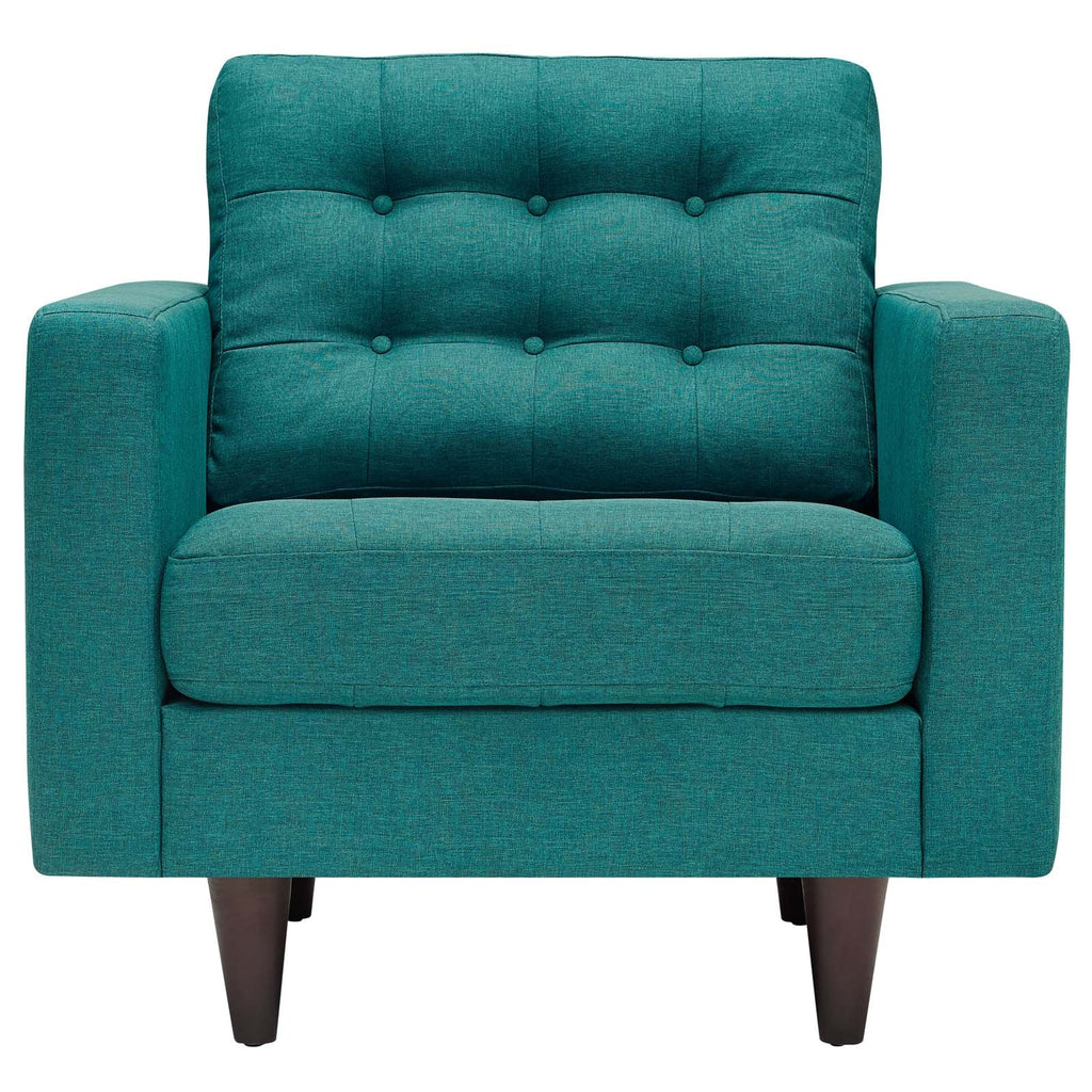 Empress Armchair Upholstered Fabric Set of 2 in Teal