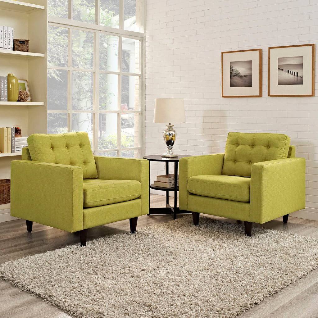 Empress Armchair Upholstered Fabric Set of 2 in Wheatgrass