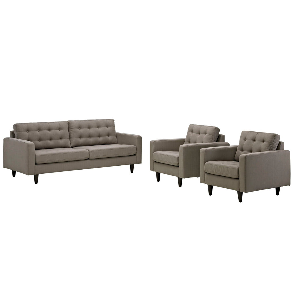 Empress Sofa and Armchairs Set of 3 in Granite