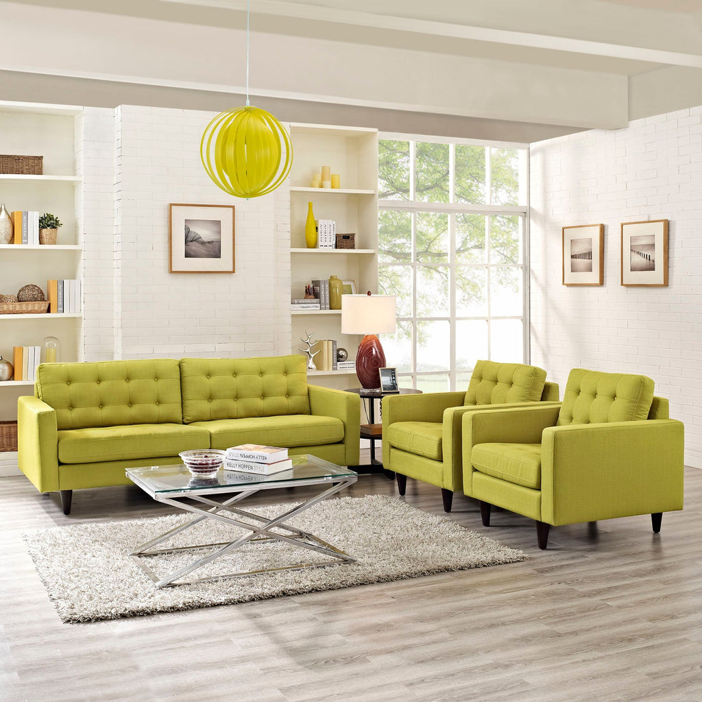 Empress Sofa and Armchairs Set of 3 in Wheatgrass