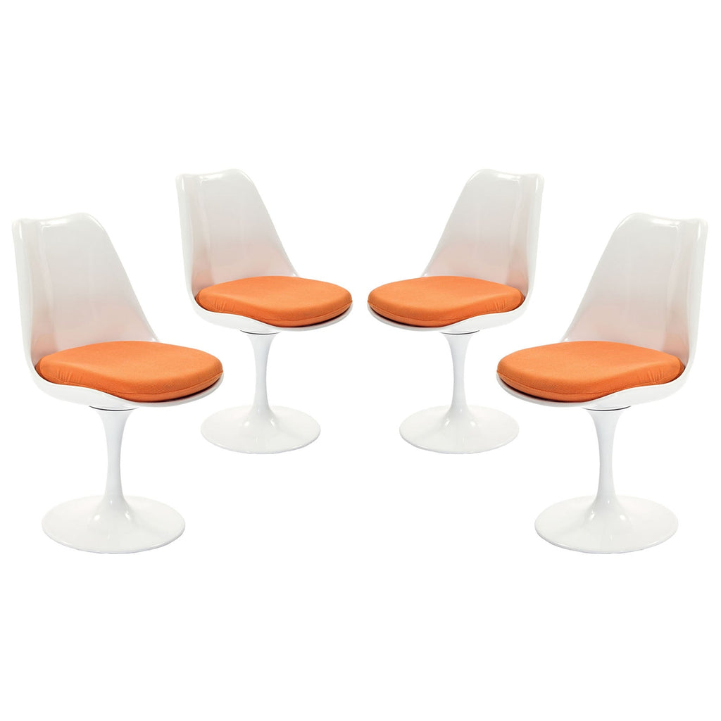Lippa Dining Side Chair Fabric Set of 4 in Orange